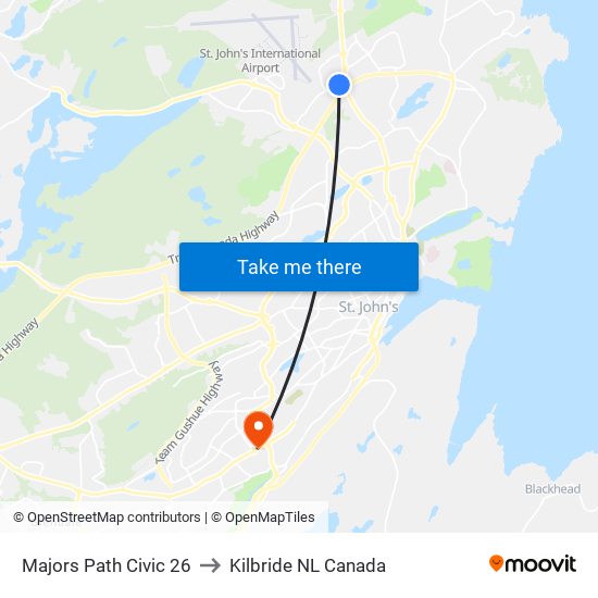 Majors Path Civic 26 to Kilbride NL Canada map