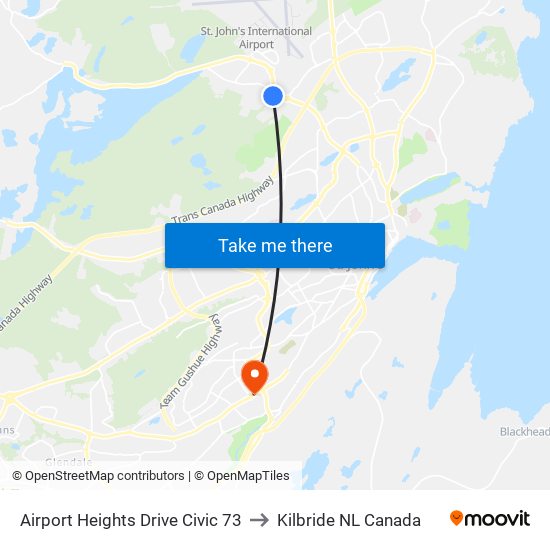 Airport Heights Drive Civic 73 to Kilbride NL Canada map