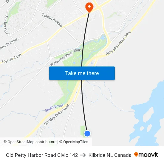 Old Petty Harbor Road Civic 142 to Kilbride NL Canada map