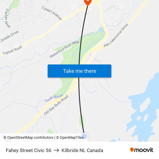 Fahey Street Civic 56 to Kilbride NL Canada map