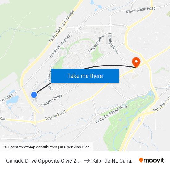 Canada Drive Opposite Civic 274 to Kilbride NL Canada map