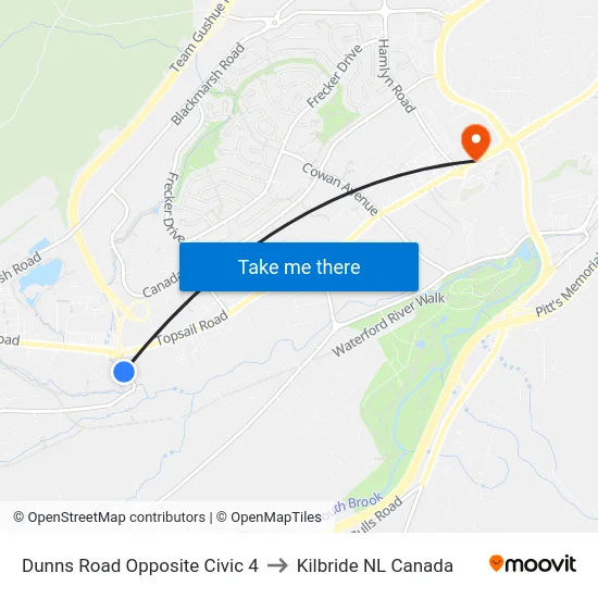 Dunns Road Opposite Civic 4 to Kilbride NL Canada map