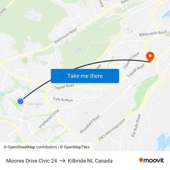 Moores Drive Civic 24 to Kilbride NL Canada map