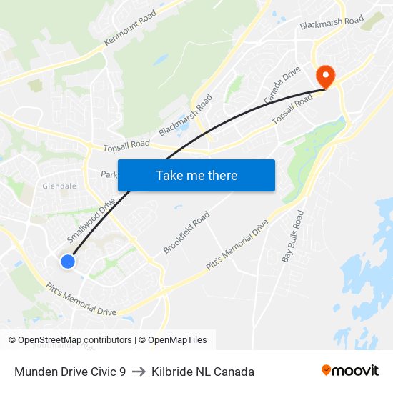 Munden Drive Civic 9 to Kilbride NL Canada map