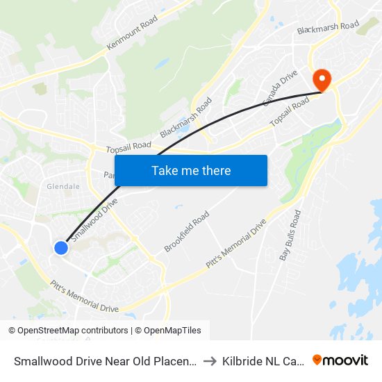 Smallwood Drive Near Old Placentia Road to Kilbride NL Canada map