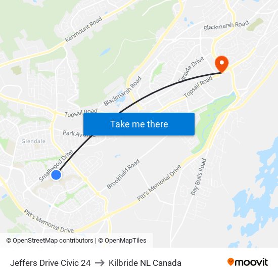 Jeffers Drive Civic 24 to Kilbride NL Canada map