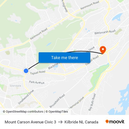 Mount Carson Avenue Civic 3 to Kilbride NL Canada map