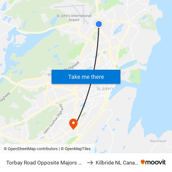 Torbay Road Opposite Majors Path to Kilbride NL Canada map