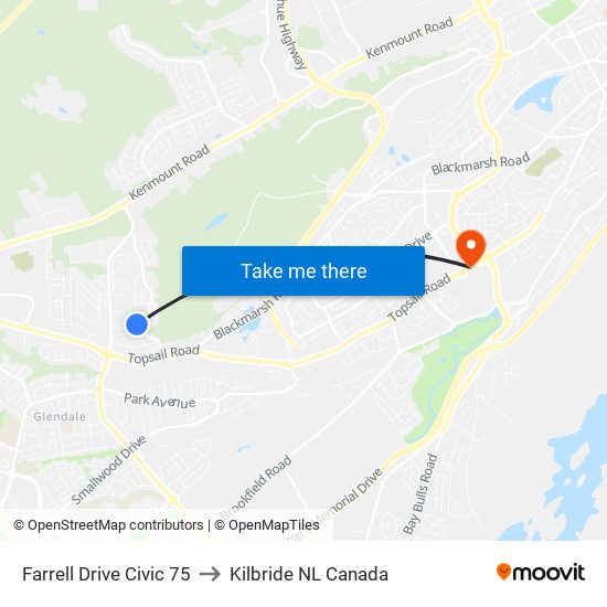 Farrell Drive Civic 75 to Kilbride NL Canada map