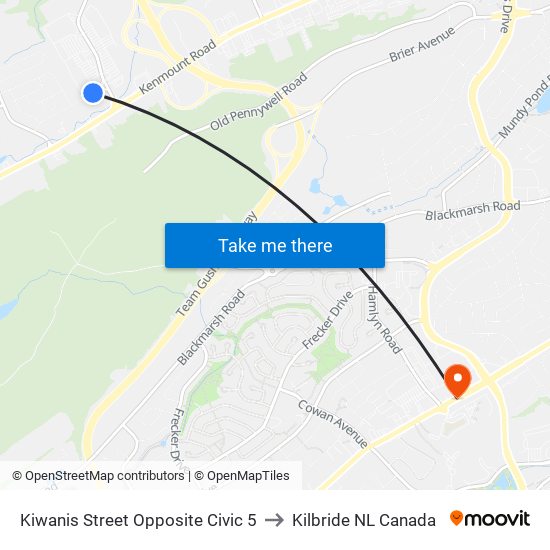 Kiwanis Street Opposite Civic 5 to Kilbride NL Canada map