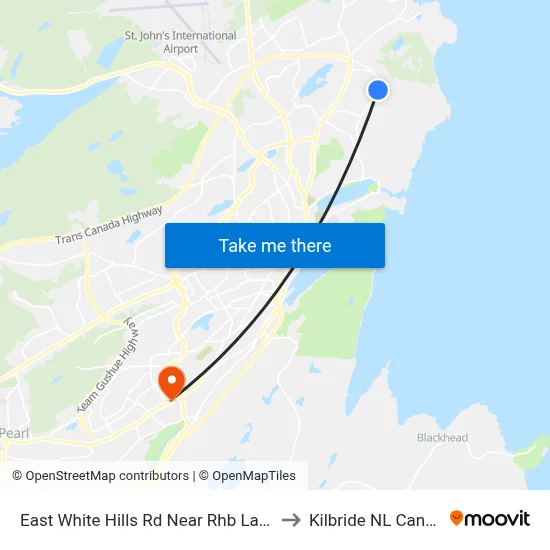 East White Hills Rd Near Rhb Landfill to Kilbride NL Canada map