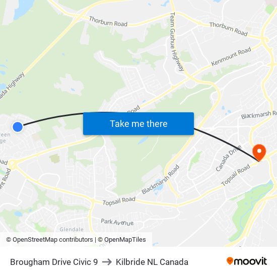 Brougham Drive Civic 9 to Kilbride NL Canada map