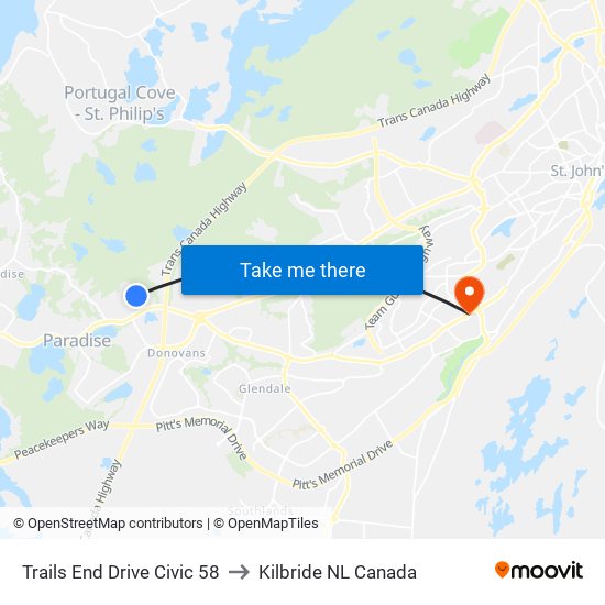 Trails End Drive Civic 58 to Kilbride NL Canada map