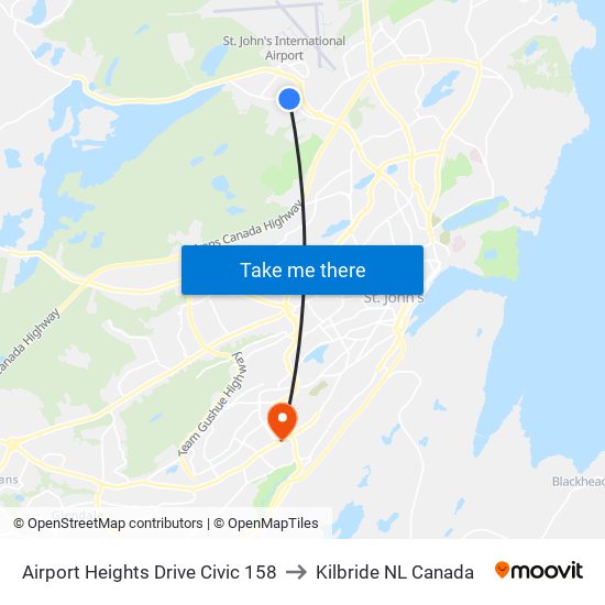 Airport Heights Drive Civic 158 to Kilbride NL Canada map