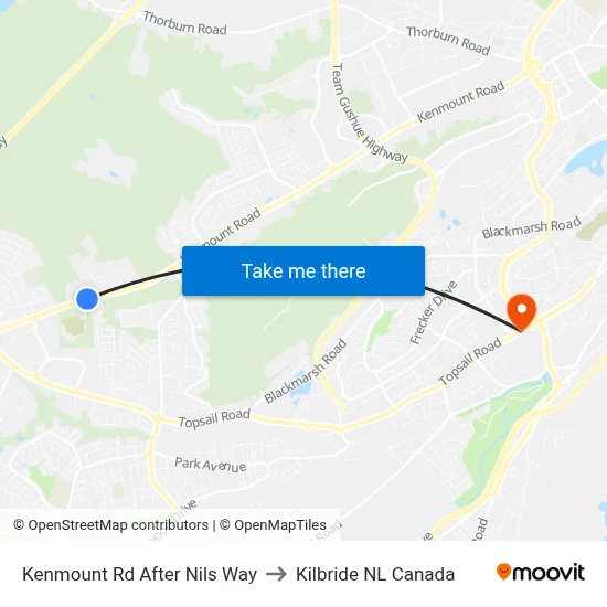 Kenmount Rd After Nils Way to Kilbride NL Canada map