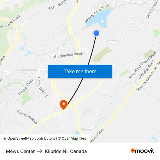 Mews Center to Kilbride NL Canada map