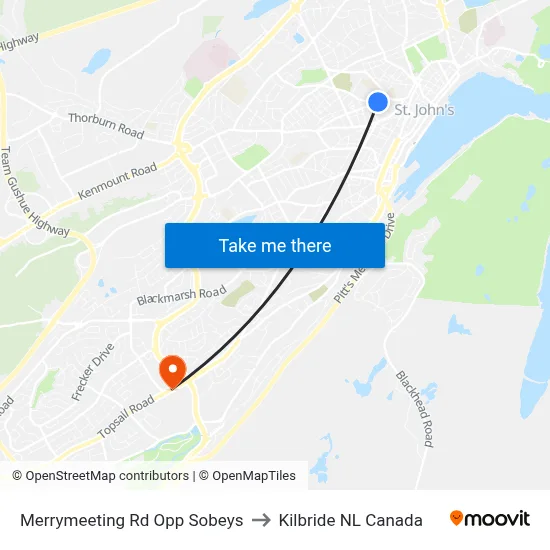 Merrymeeting Rd Opp Sobeys to Kilbride NL Canada map