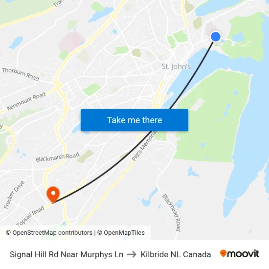 Signal Hill Rd Near Murphys Ln to Kilbride NL Canada map