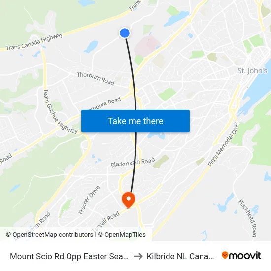 Mount Scio Rd Opp Easter Seals to Kilbride NL Canada map