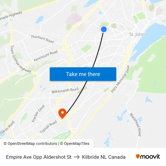 Empire Ave Opp Aldershot St to Kilbride NL Canada map