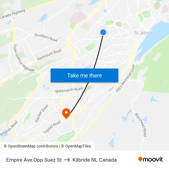 Empire Ave Opp Suez St to Kilbride NL Canada map