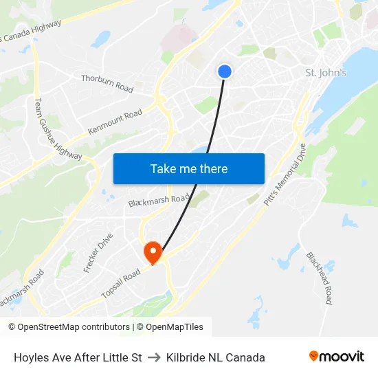 Hoyles Ave After Little St to Kilbride NL Canada map