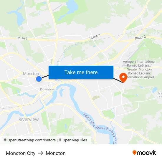 Moncton City to Moncton map