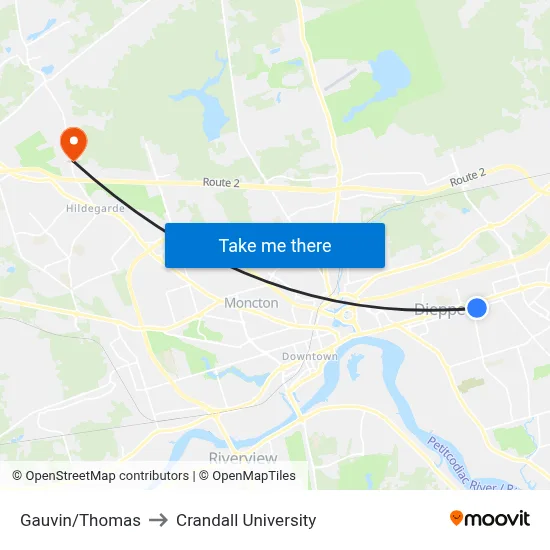 Gauvin/Thomas to Crandall University map