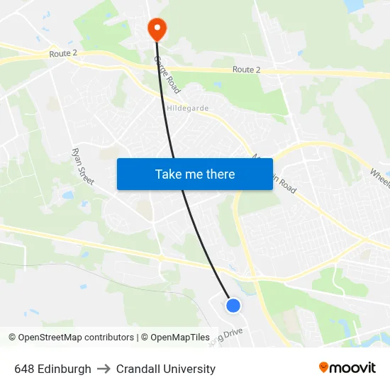 648 Edinburgh to Crandall University map