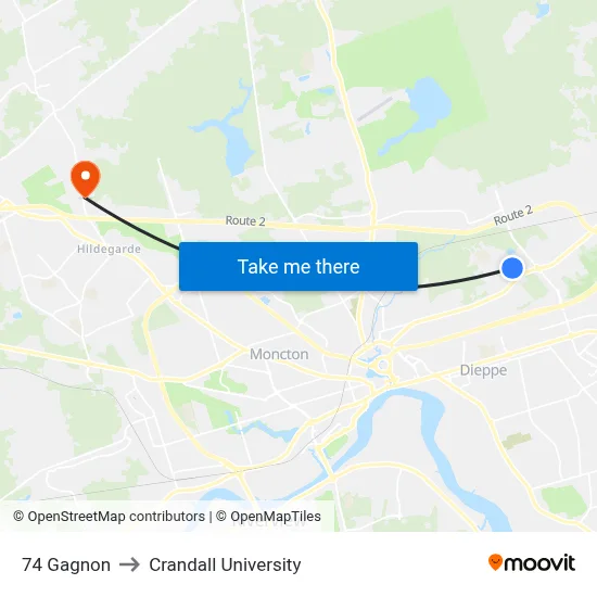 74 Gagnon to Crandall University map