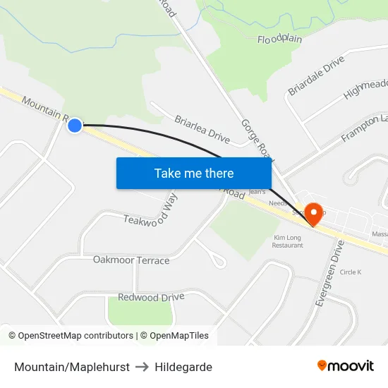 Mountain/Maplehurst to Hildegarde map