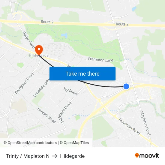 Trinty / Mapleton N to Hildegarde map