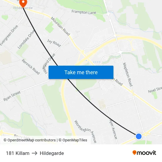 181 Killam to Hildegarde map