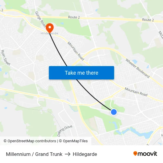 Millennium / Grand Trunk to Hildegarde map