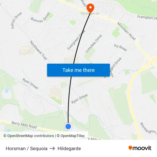 Horsman / Sequoia to Hildegarde map