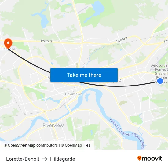 Lorette/Benoit to Hildegarde map
