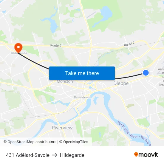 431 Adélard-Savoie to Hildegarde map