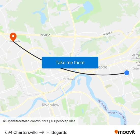 694 Chartersville to Hildegarde map