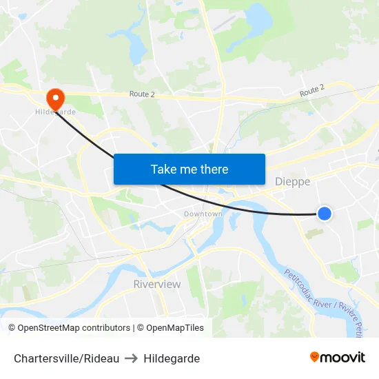 Chartersville/Rideau to Hildegarde map