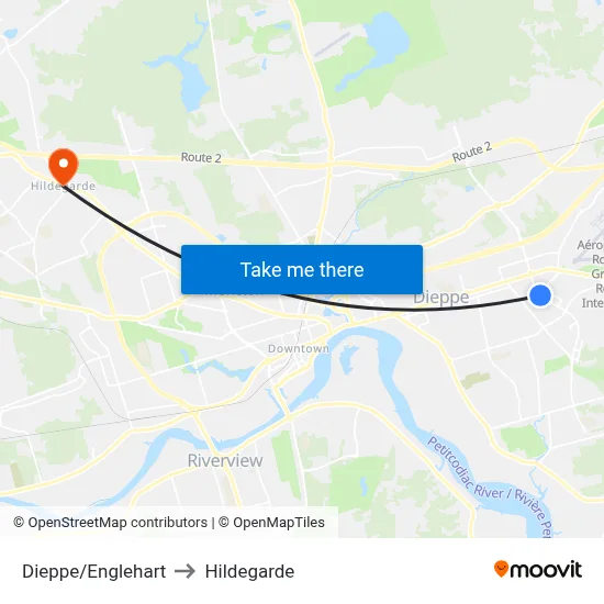 Dieppe/Englehart to Hildegarde map