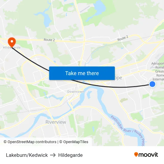 Lakeburn/Kedwick to Hildegarde map