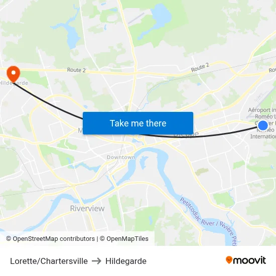 Lorette/Chartersville to Hildegarde map