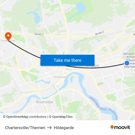 Chartersville/Therrien to Hildegarde map