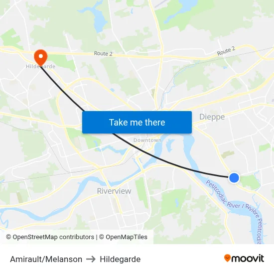 Amirault/Melanson to Hildegarde map