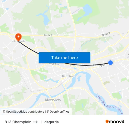 813 Champlain to Hildegarde map