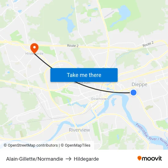 Alain-Gillette/Normandie to Hildegarde map
