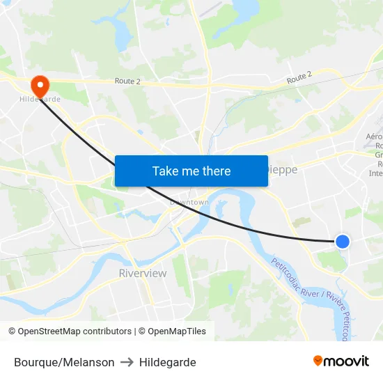 Bourque/Melanson to Hildegarde map