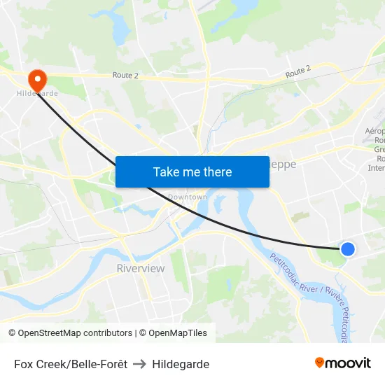 Fox Creek/Belle-Forêt to Hildegarde map