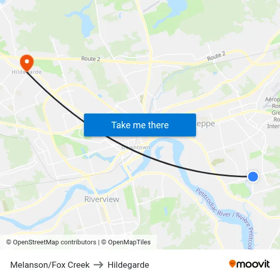 Melanson/Fox Creek to Hildegarde map