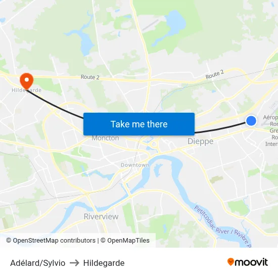 Adélard/Sylvio to Hildegarde map